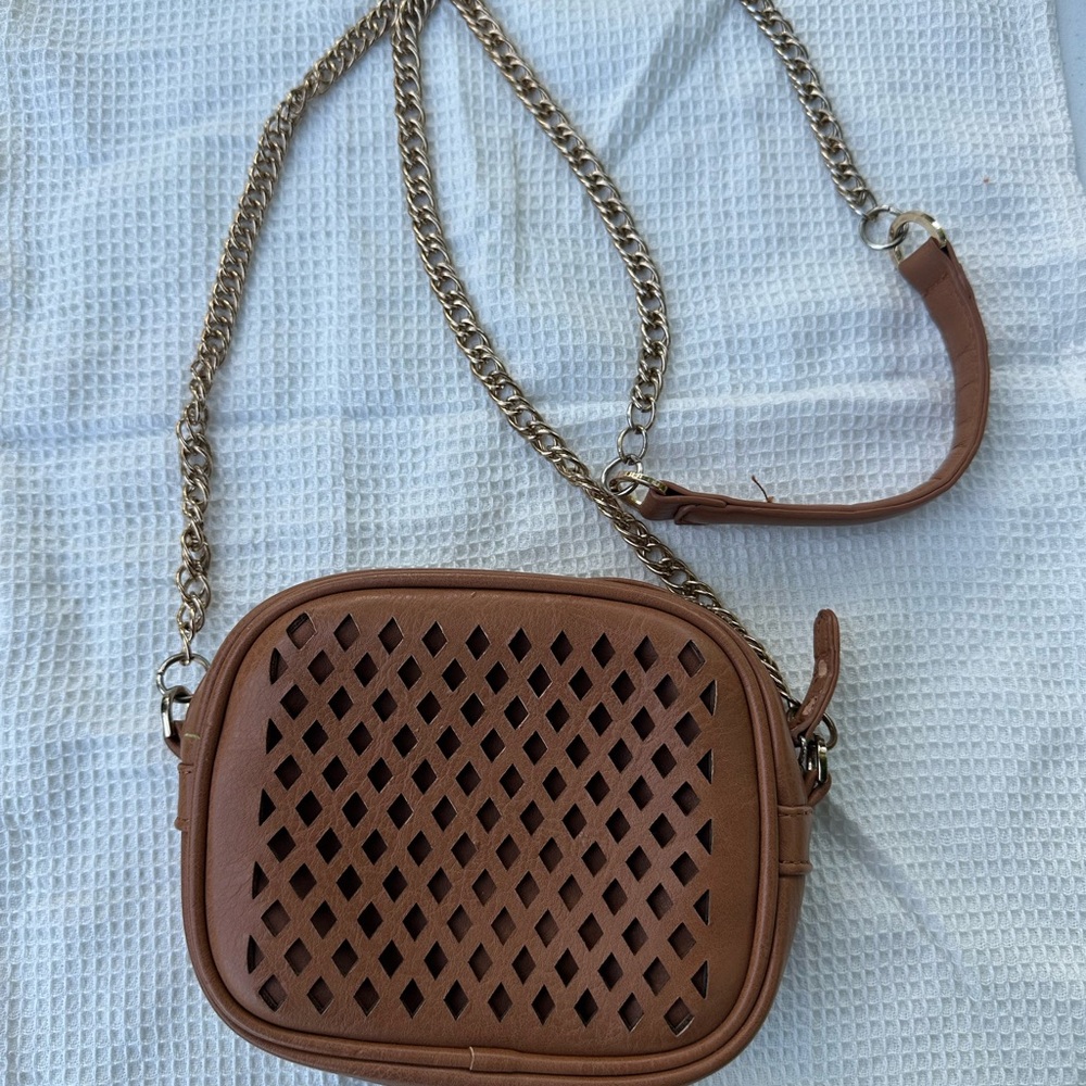 Brown Crossbody Bag with Chain Strap